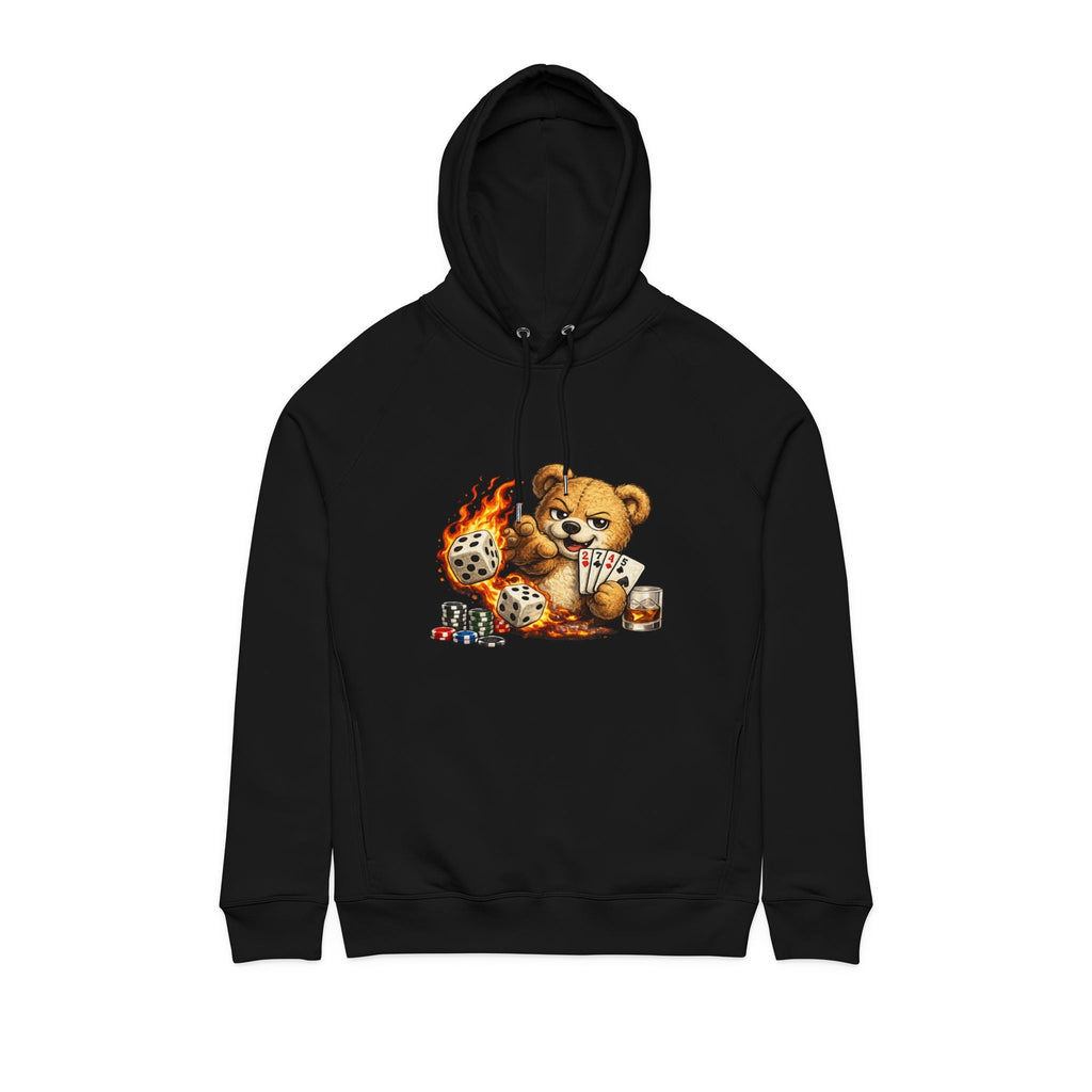 Bear Playing Cards Hoodie — Cute Poker Teddy with Flames & Dice - LUCKY THR3ADS