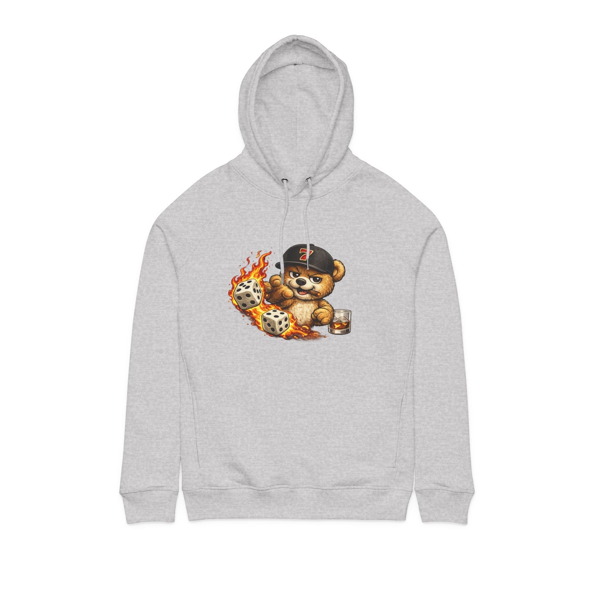 Bear with Dice & Drink Hoodie - Retro Cute Casino Vibe - LUCKY THR3ADS