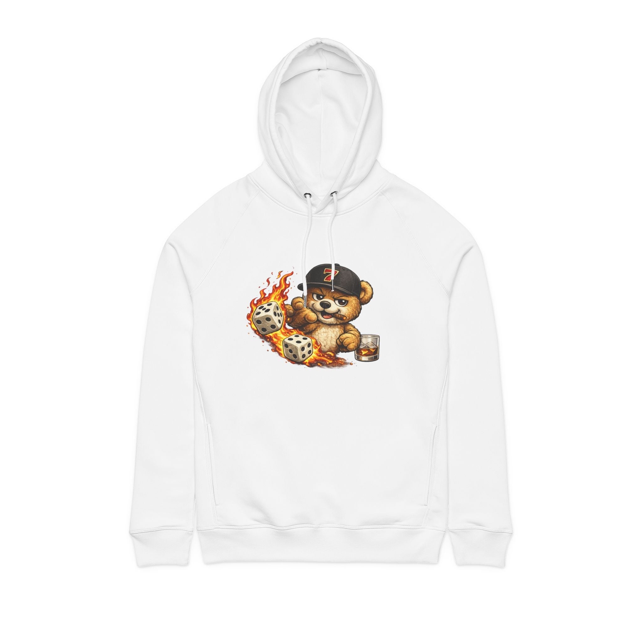 Bear with Dice & Drink Hoodie - Retro Cute Casino Vibe - LUCKY THR3ADS