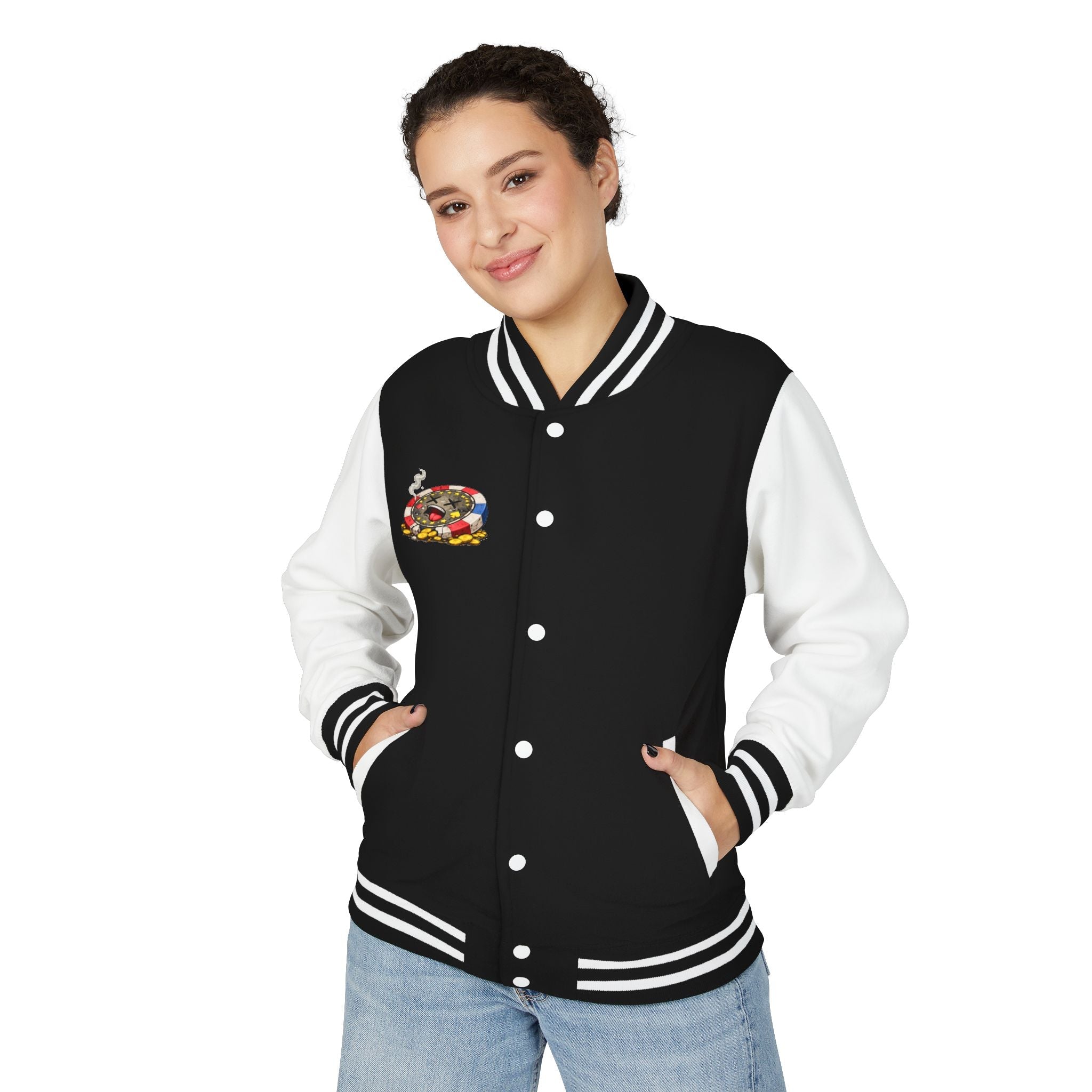 Casino Chip Varsity Jacket — Cute Lucky Chip Design - LUCKY THR3ADS