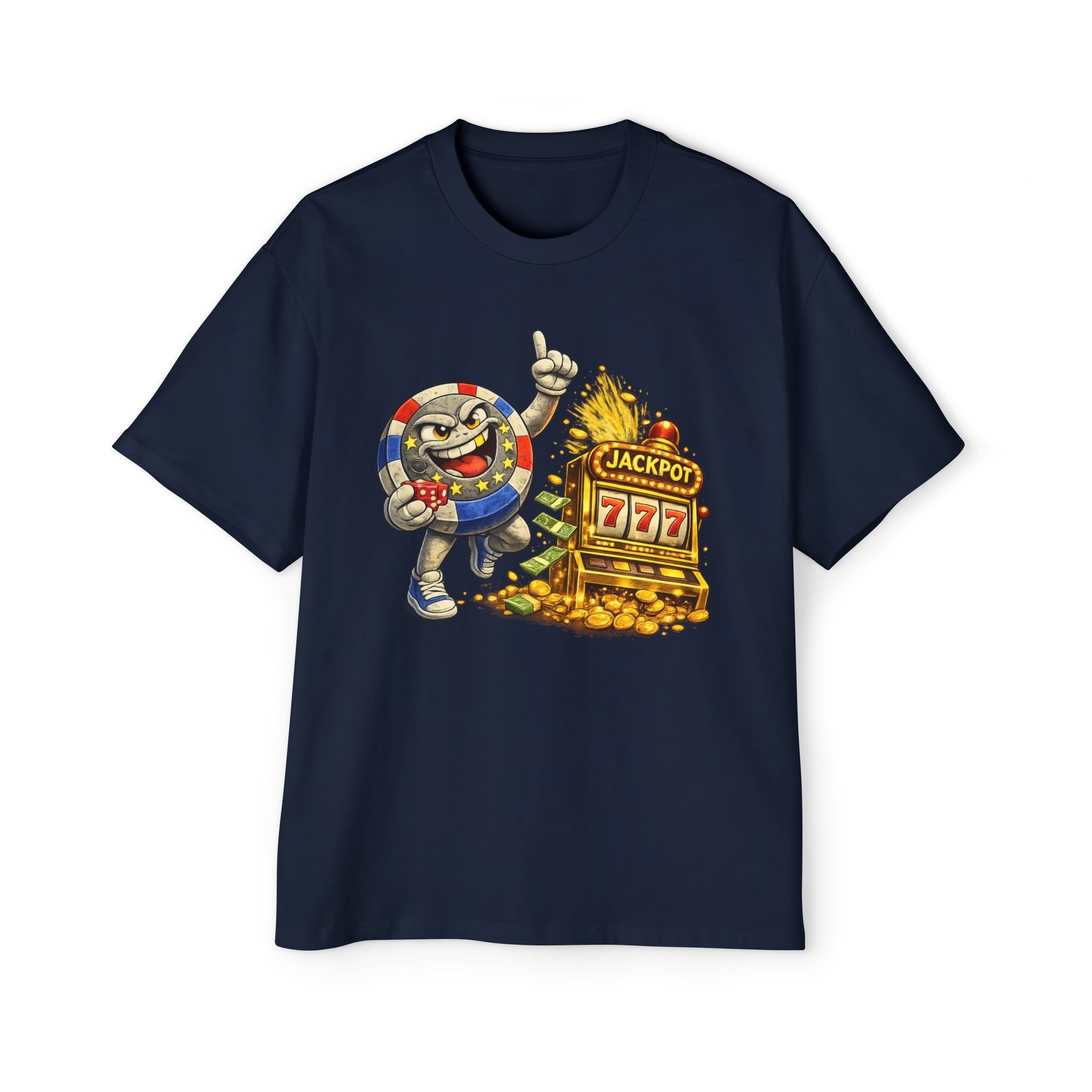 Casino Jackpot Graphic Tee — "Lucky Thr3ads" Oversized Men's T-Shirt - LUCKY THR3ADS