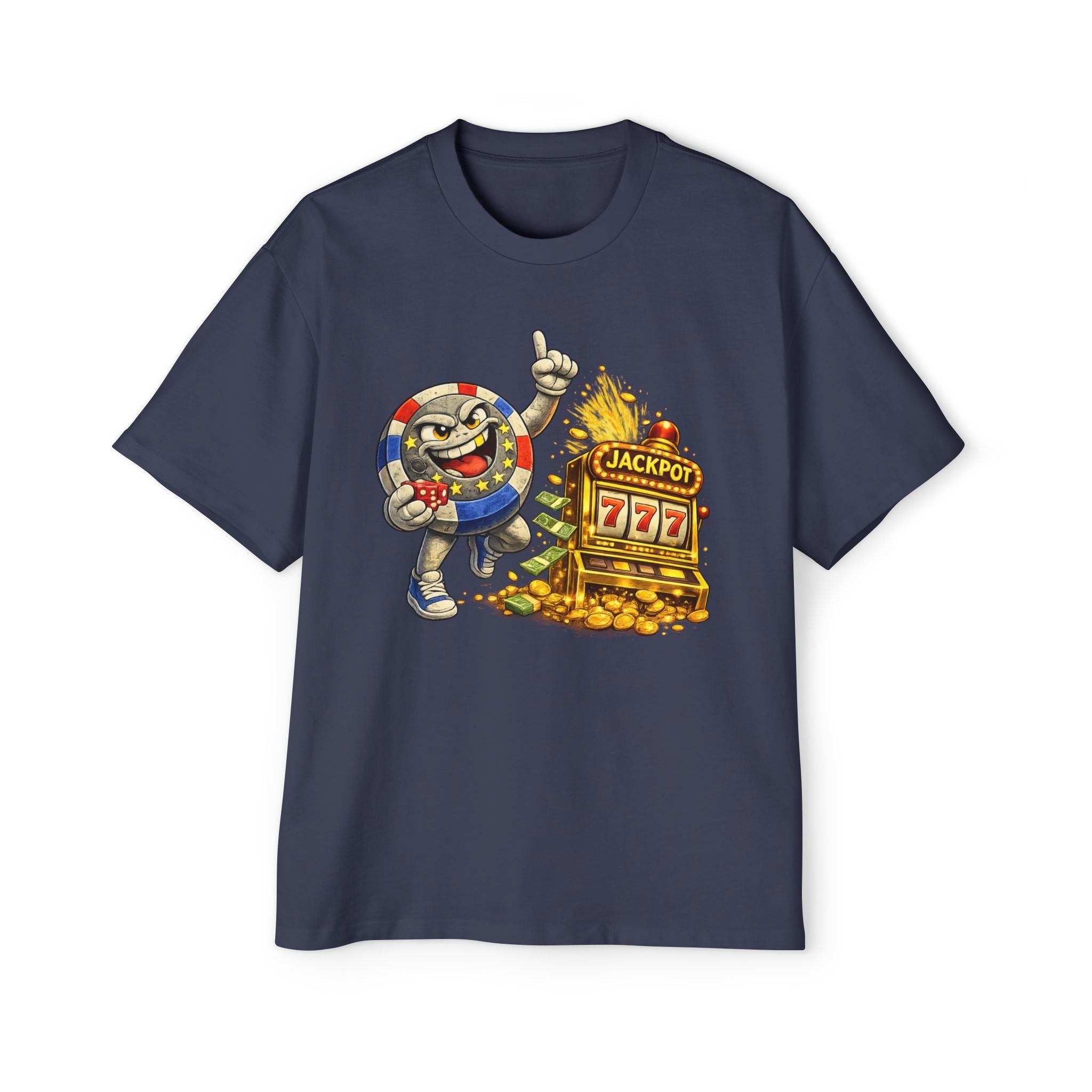 Casino Jackpot Graphic Tee — "Lucky Thr3ads" Oversized Men's T-Shirt - LUCKY THR3ADS