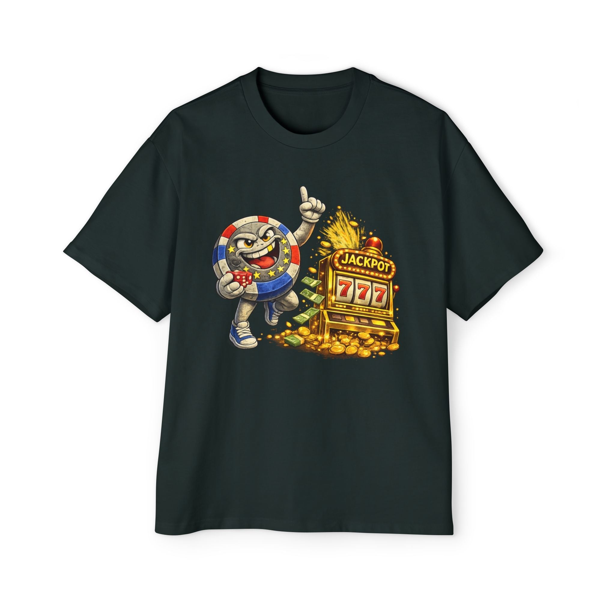 Casino Jackpot Graphic Tee — "Lucky Thr3ads" Oversized Men's T-Shirt - LUCKY THR3ADS