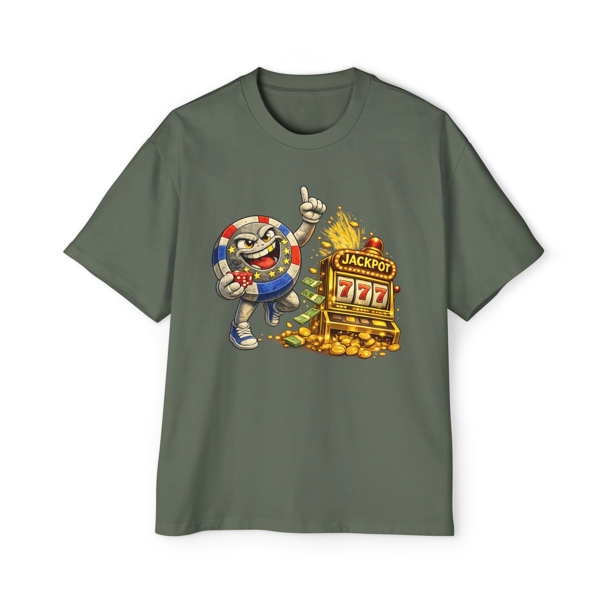 Casino Jackpot Graphic Tee — "Lucky Thr3ads" Oversized Men's T-Shirt - LUCKY THR3ADS