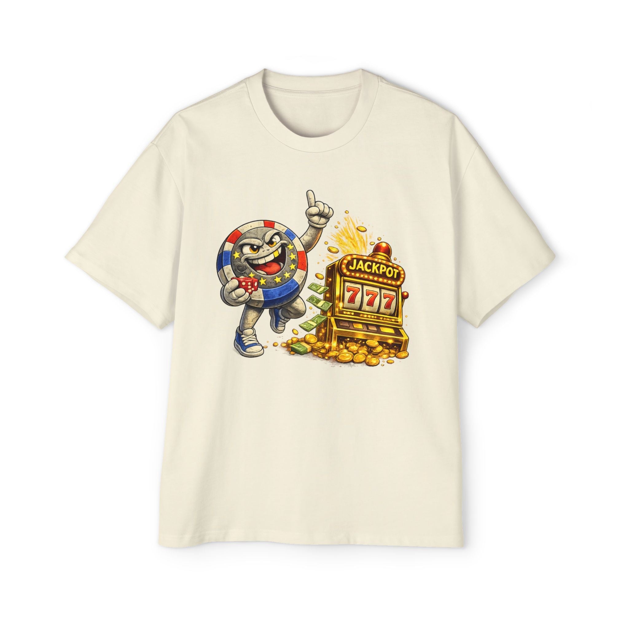 Casino Jackpot Graphic Tee — "Lucky Thr3ads" Oversized Men's T-Shirt - LUCKY THR3ADS