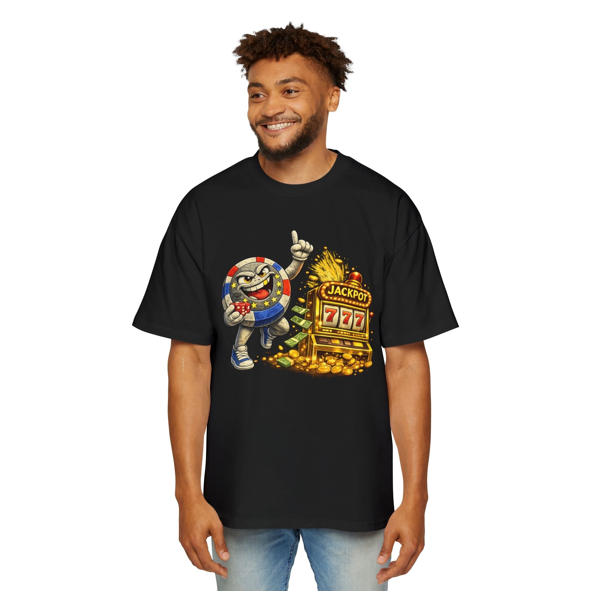 Casino Jackpot Graphic Tee — "Lucky Thr3ads" Oversized Men's T-Shirt - LUCKY THR3ADS