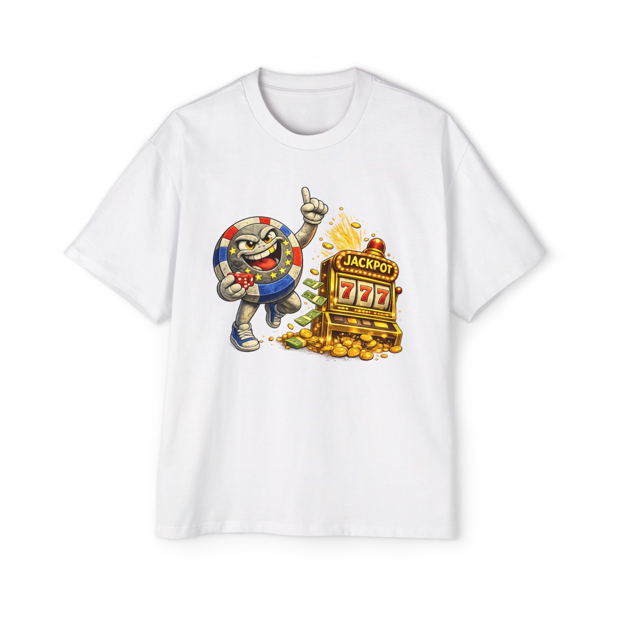 Casino Jackpot Graphic Tee — "Lucky Thr3ads" Oversized Men's T-Shirt - LUCKY THR3ADS