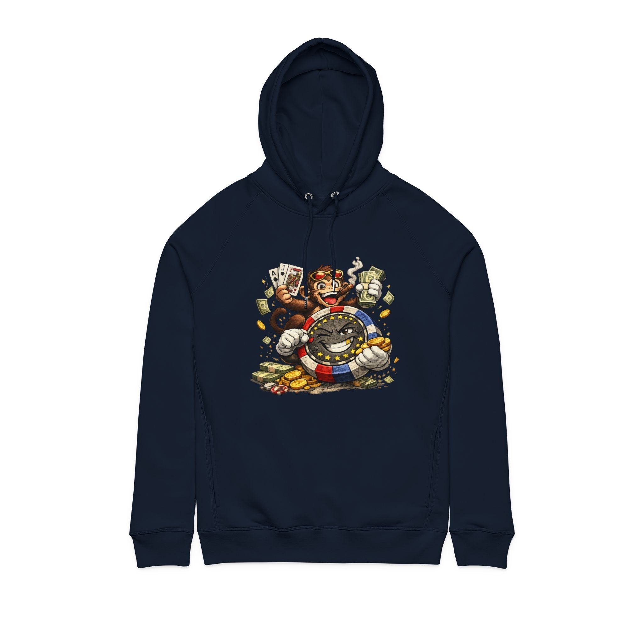 Casino Monkey Hoodie — Poker Chips, Cards & Cash Graphic Pullover - LUCKY THR3ADS