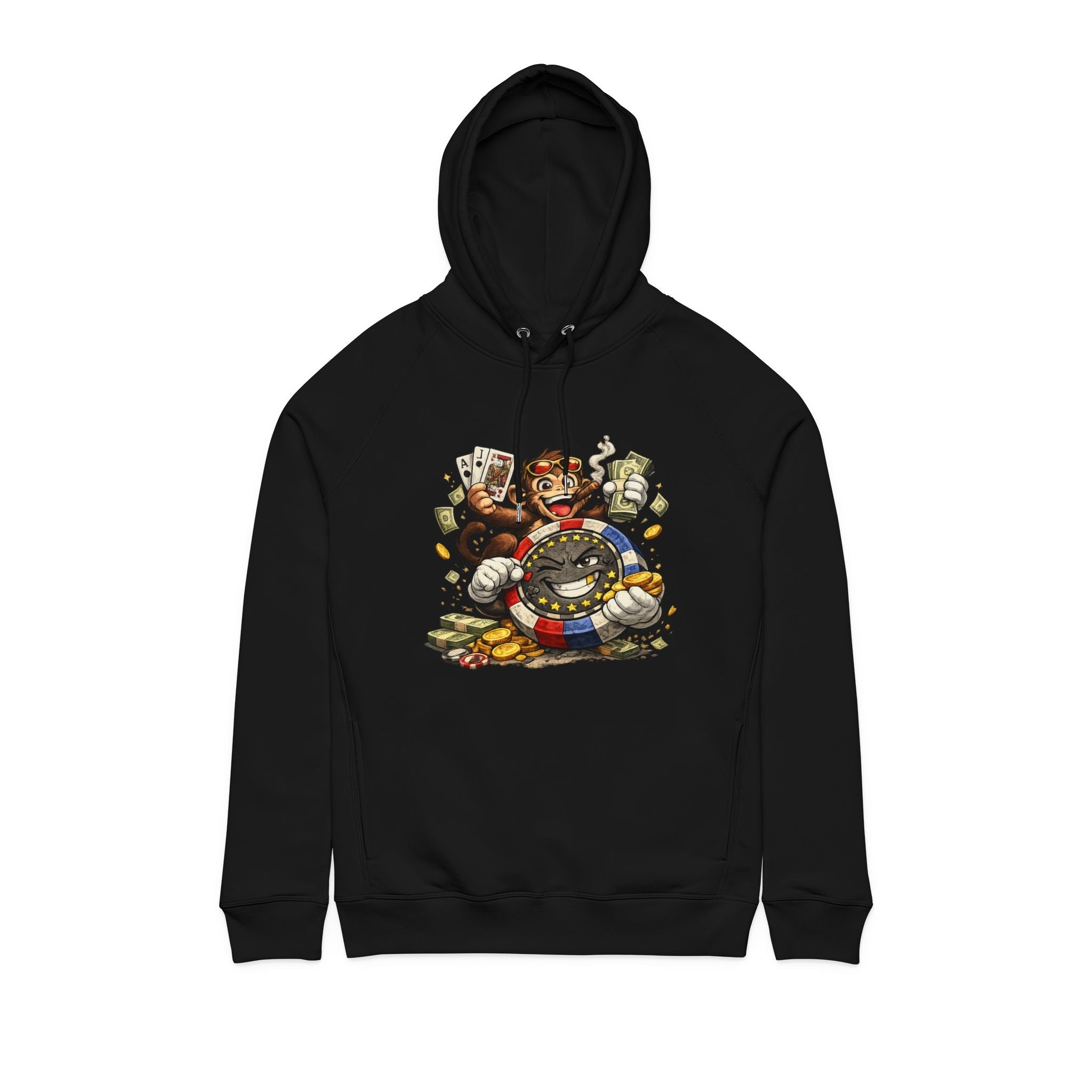 Casino Monkey Hoodie — Poker Chips, Cards & Cash Graphic Pullover - LUCKY THR3ADS