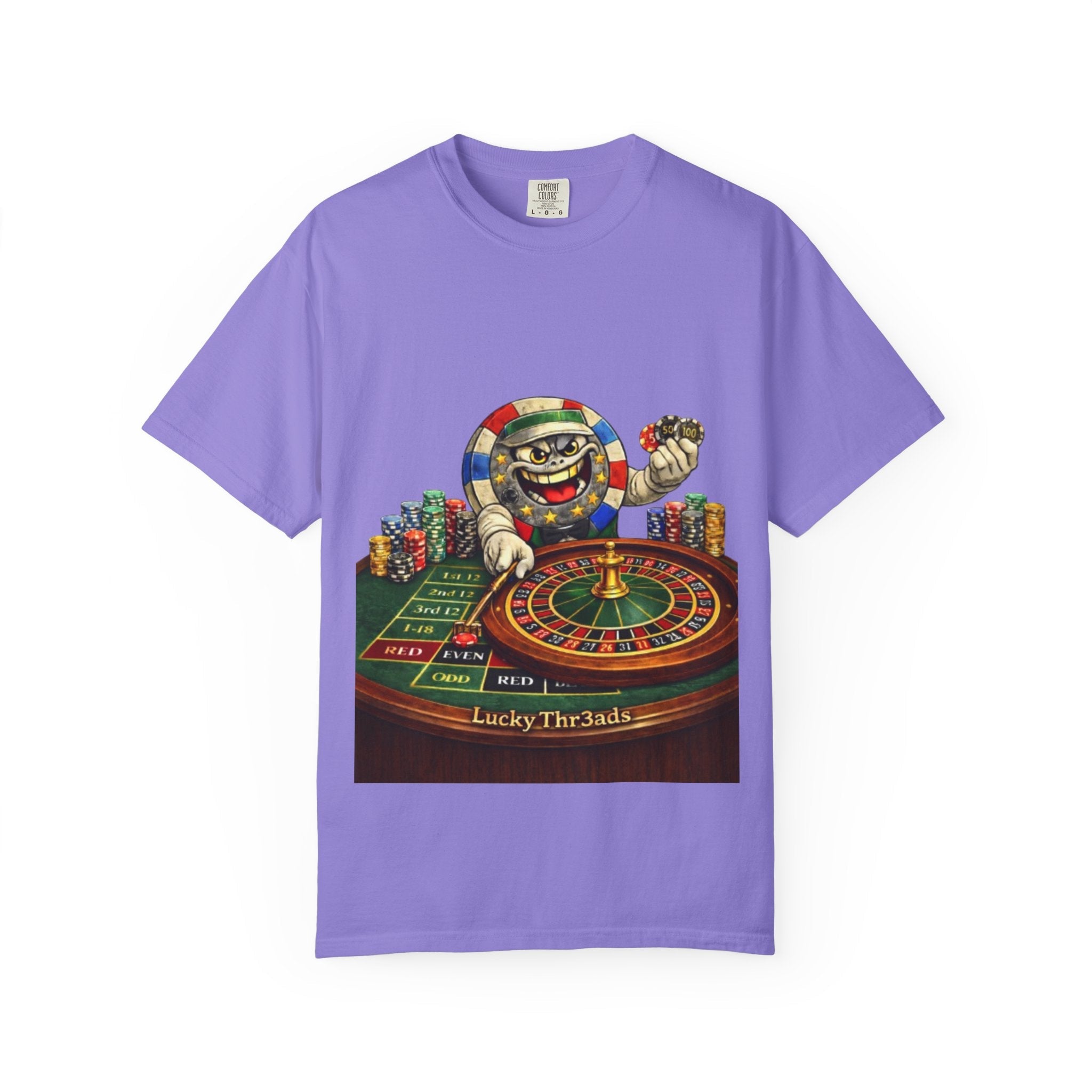 Casino Roulette T-Shirt — Lucky Chip Dealer Graphic Tee - LUCKY THR3ADS