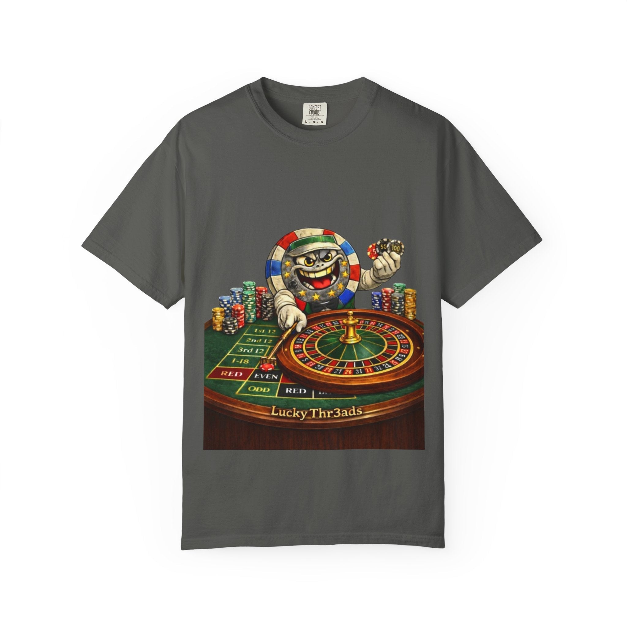 Casino Roulette T-Shirt — Lucky Chip Dealer Graphic Tee - LUCKY THR3ADS