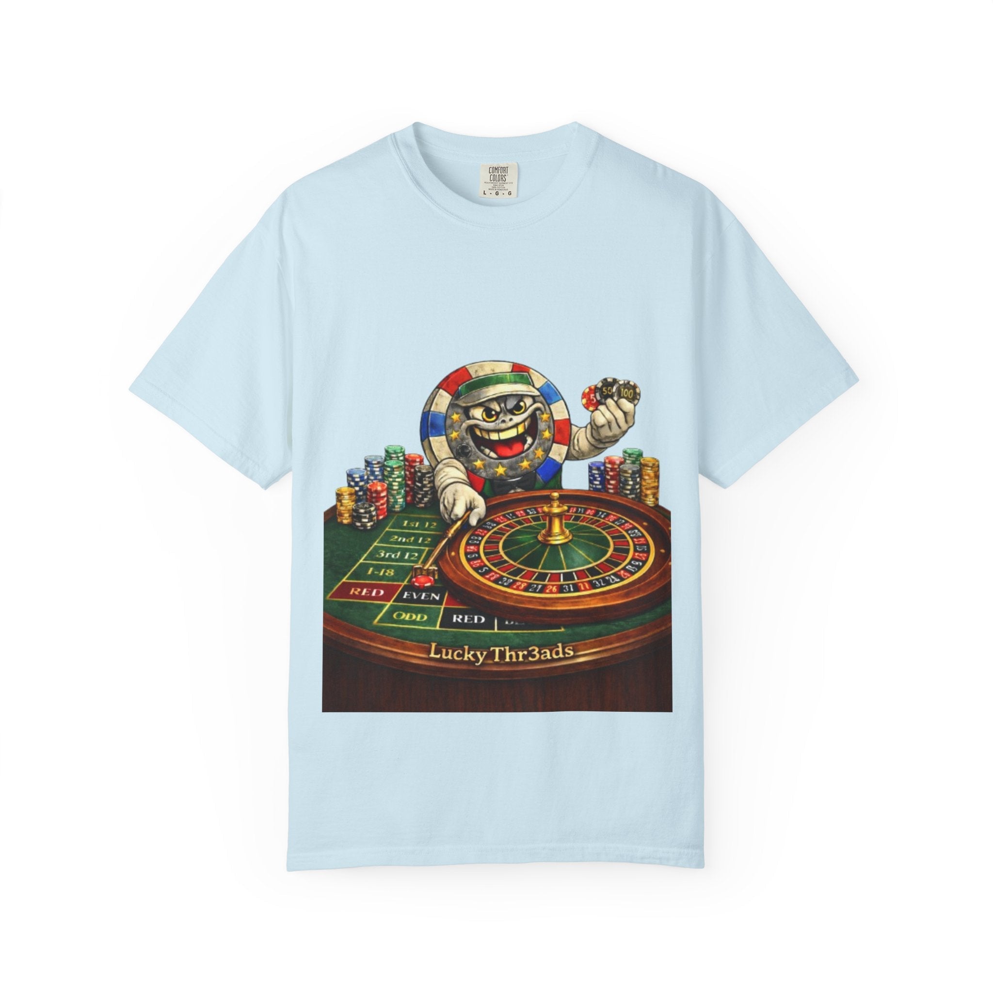 Casino Roulette T-Shirt — Lucky Chip Dealer Graphic Tee - LUCKY THR3ADS