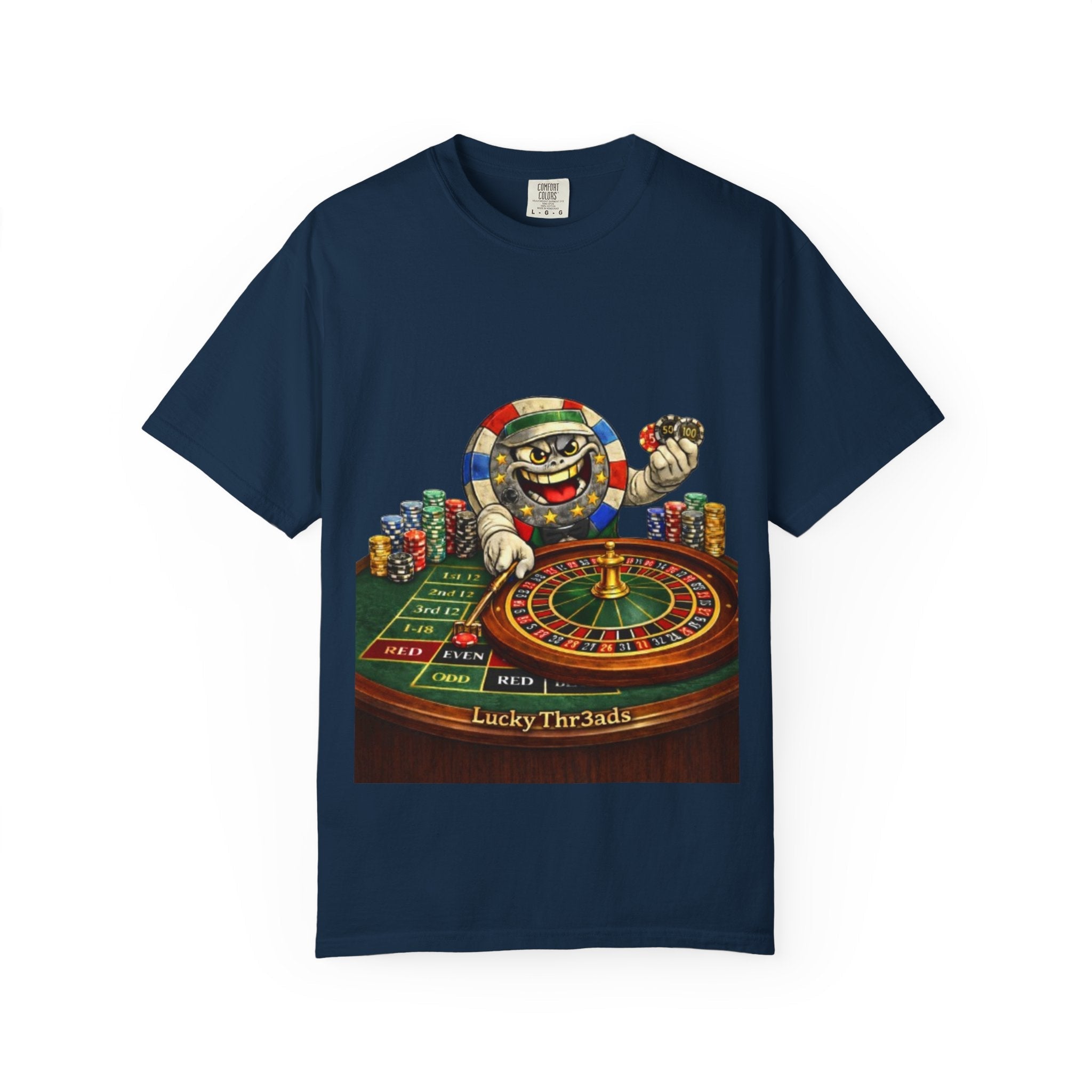 Casino Roulette T-Shirt — Lucky Chip Dealer Graphic Tee - LUCKY THR3ADS