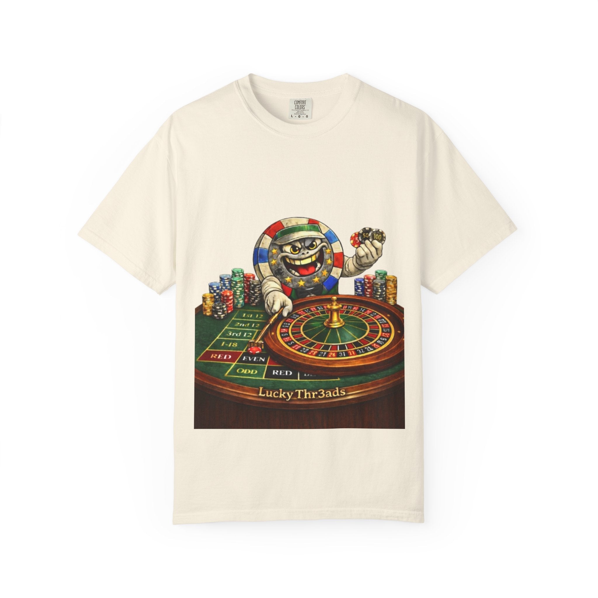 Casino Roulette T-Shirt — Lucky Chip Dealer Graphic Tee - LUCKY THR3ADS
