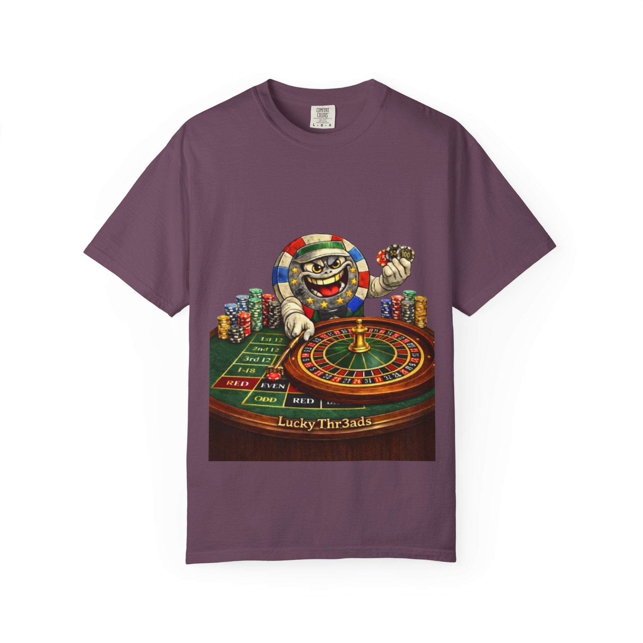 Casino Roulette T-Shirt — Lucky Chip Dealer Graphic Tee - LUCKY THR3ADS