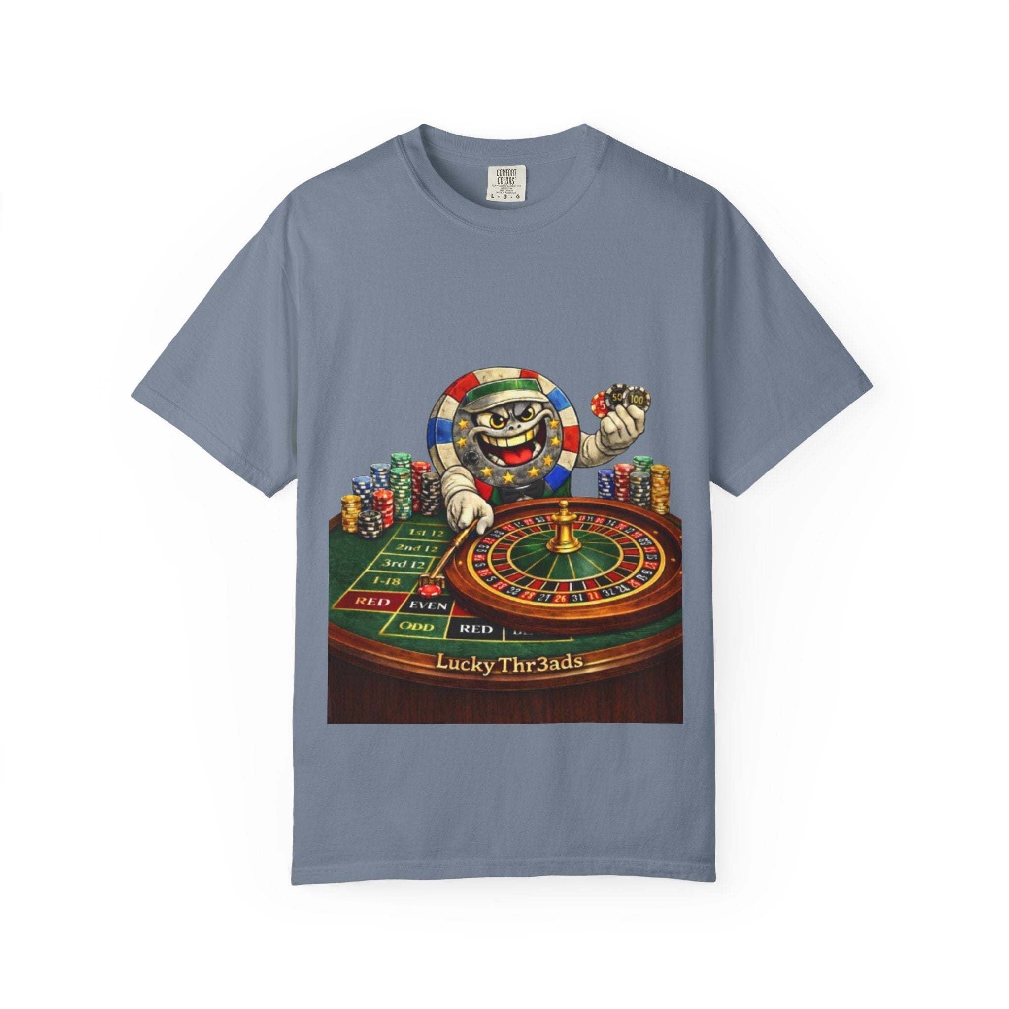Casino Roulette T-Shirt — Lucky Chip Dealer Graphic Tee - LUCKY THR3ADS