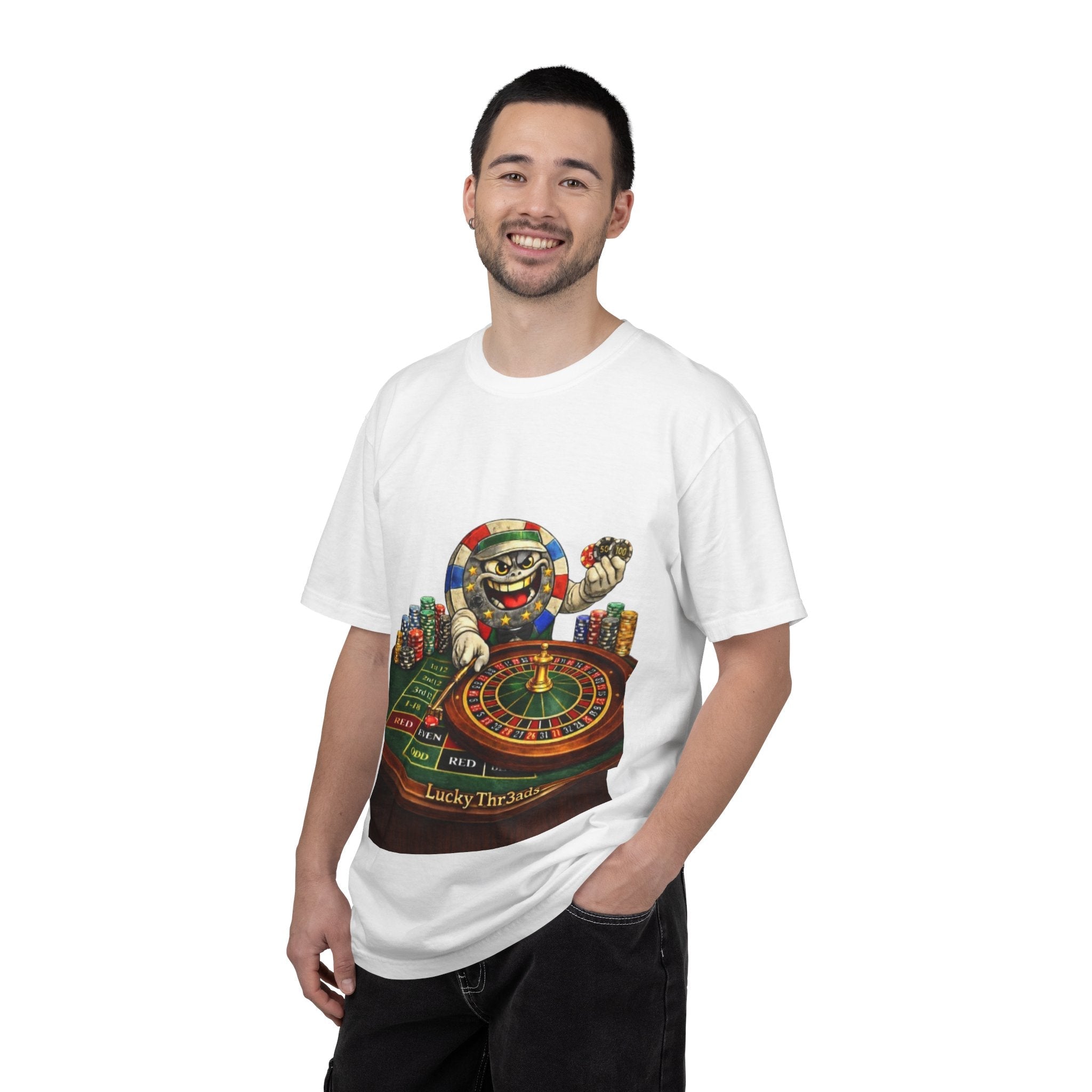 Casino Roulette T-Shirt — Lucky Chip Dealer Graphic Tee - LUCKY THR3ADS