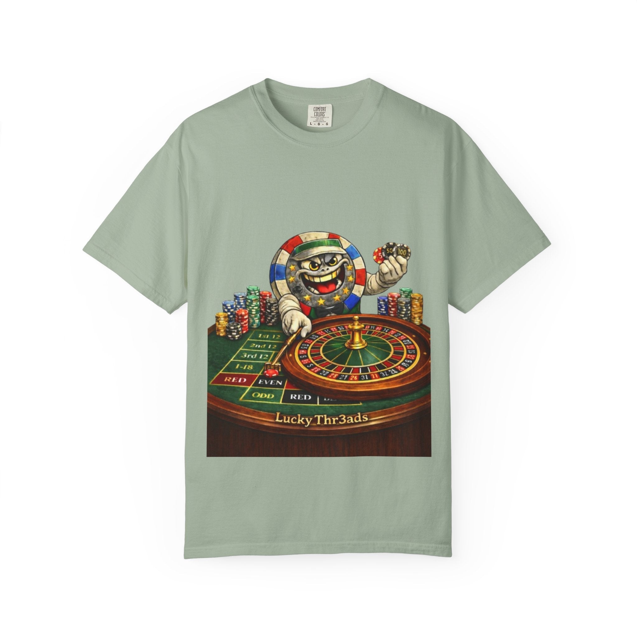Casino Roulette T-Shirt — Lucky Chip Dealer Graphic Tee - LUCKY THR3ADS