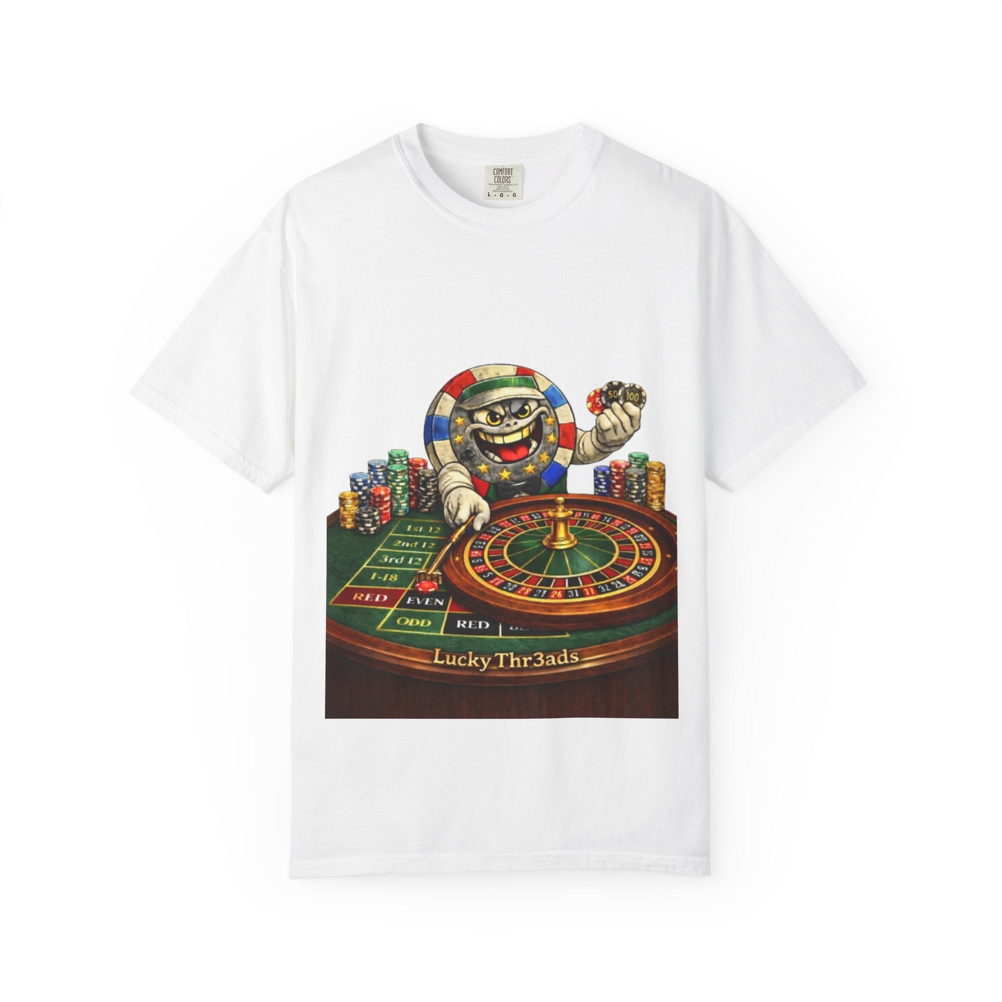 Casino Roulette T-Shirt — Lucky Chip Dealer Graphic Tee - LUCKY THR3ADS