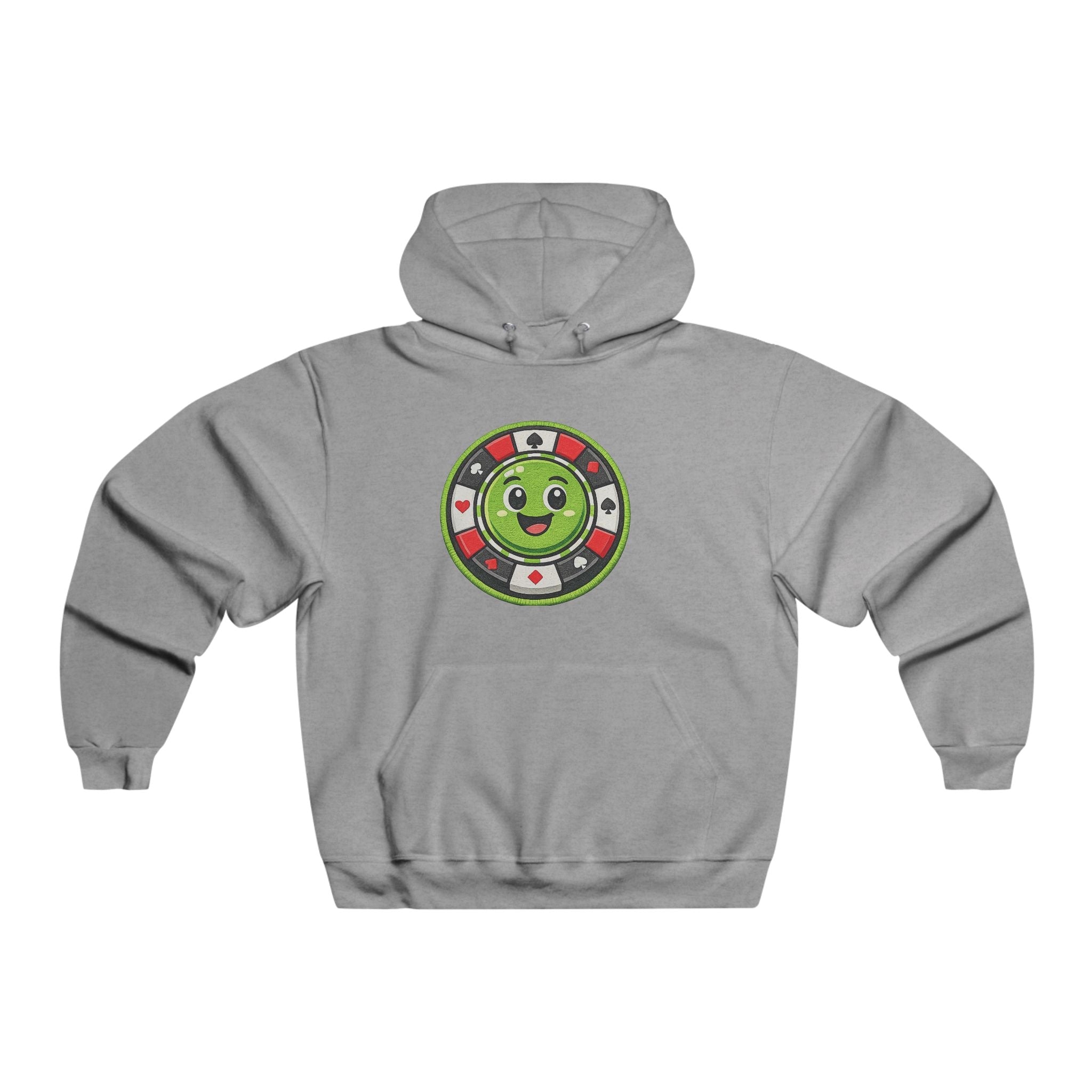 Cute Casino Chip Hoodie — Smiling Green Poker Chip Graphic Sweatshirt - LUCKY THR3ADS