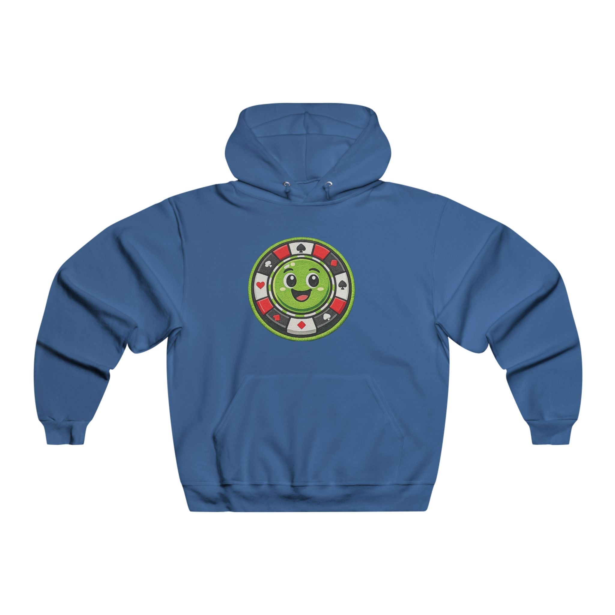 Cute Casino Chip Hoodie — Smiling Green Poker Chip Graphic Sweatshirt - LUCKY THR3ADS