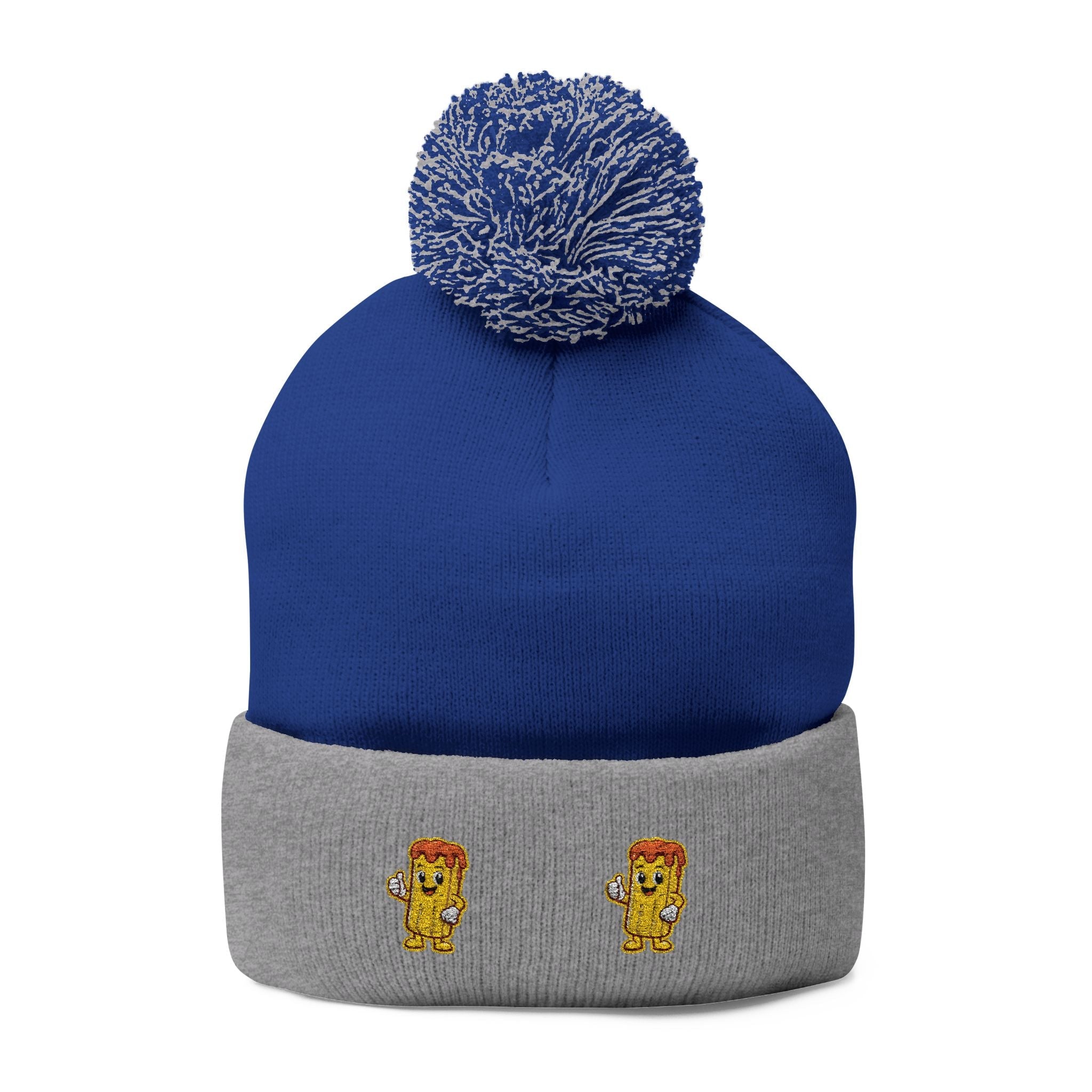 Embroidered Gold Fry Pom - Pom Beanie - LUCKY THR3ADS
