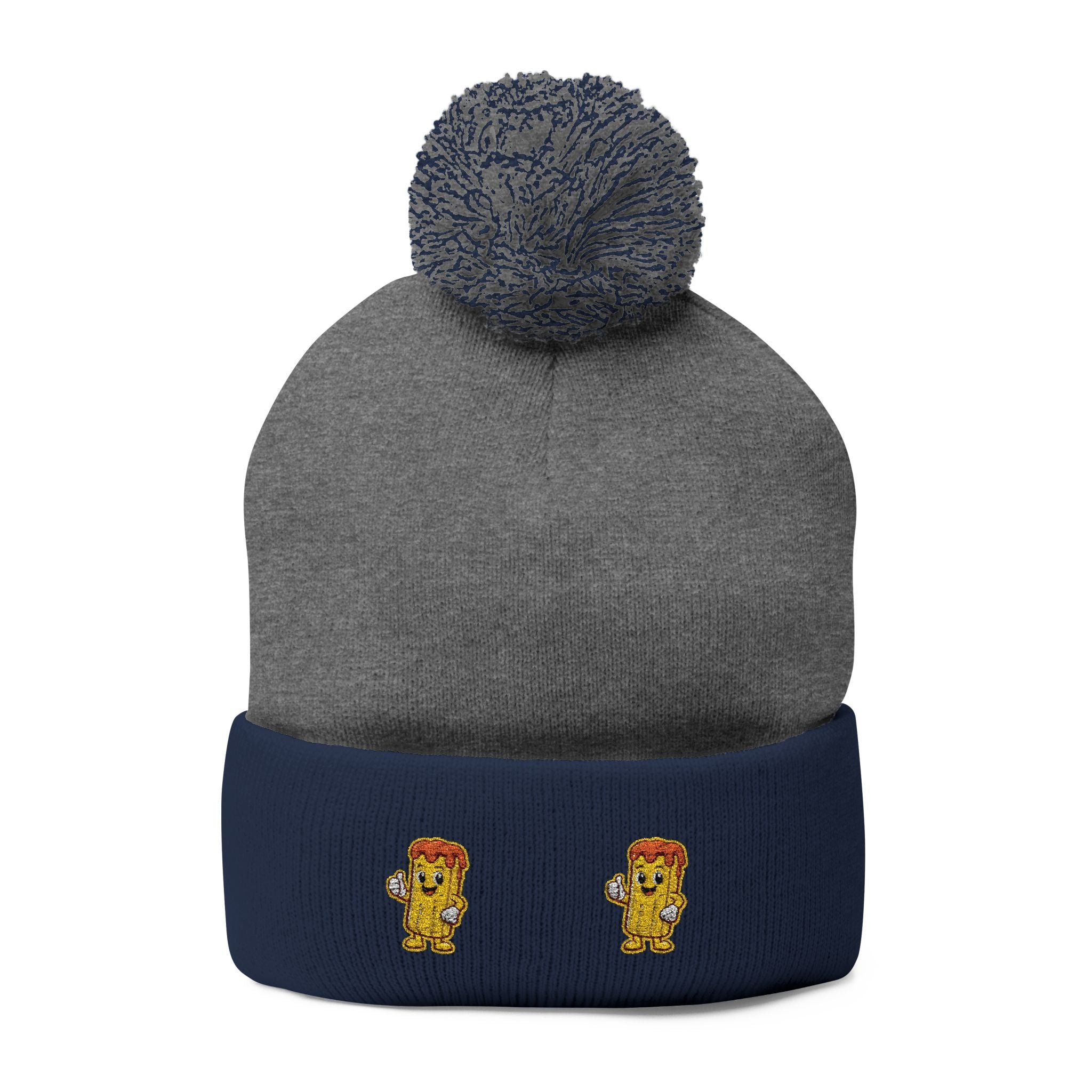 Embroidered Gold Fry Pom - Pom Beanie - LUCKY THR3ADS