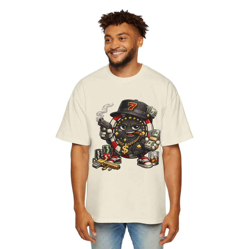 Gangster Poker chip Graphic Tee — Men's Oversized Streetwear Shirt - LUCKY THR3ADS