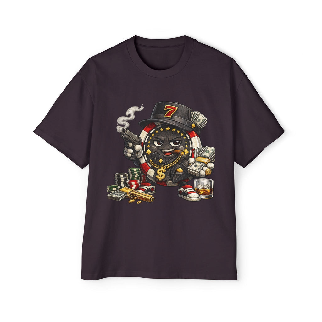 Gangster Poker chip Graphic Tee — Men's Oversized Streetwear Shirt - LUCKY THR3ADS