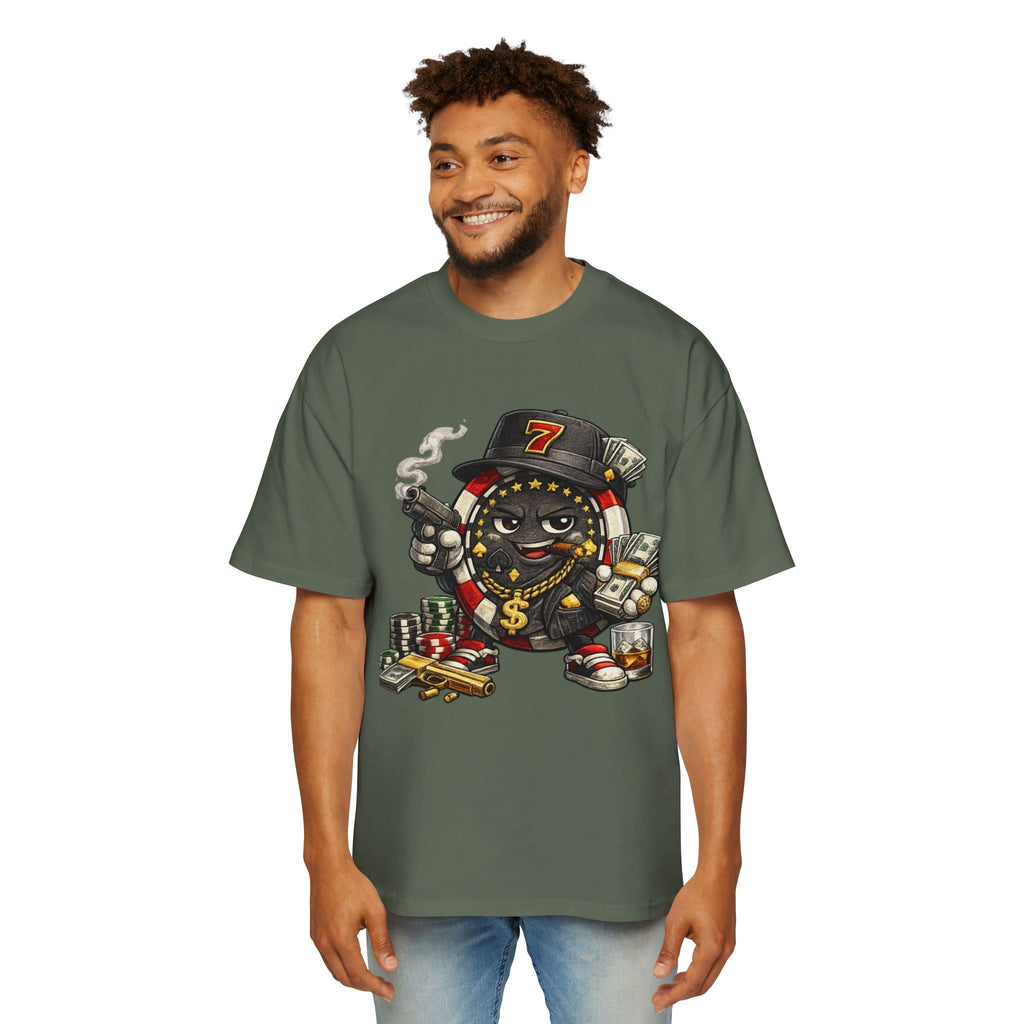 Gangster Poker chip Graphic Tee — Men's Oversized Streetwear Shirt - LUCKY THR3ADS