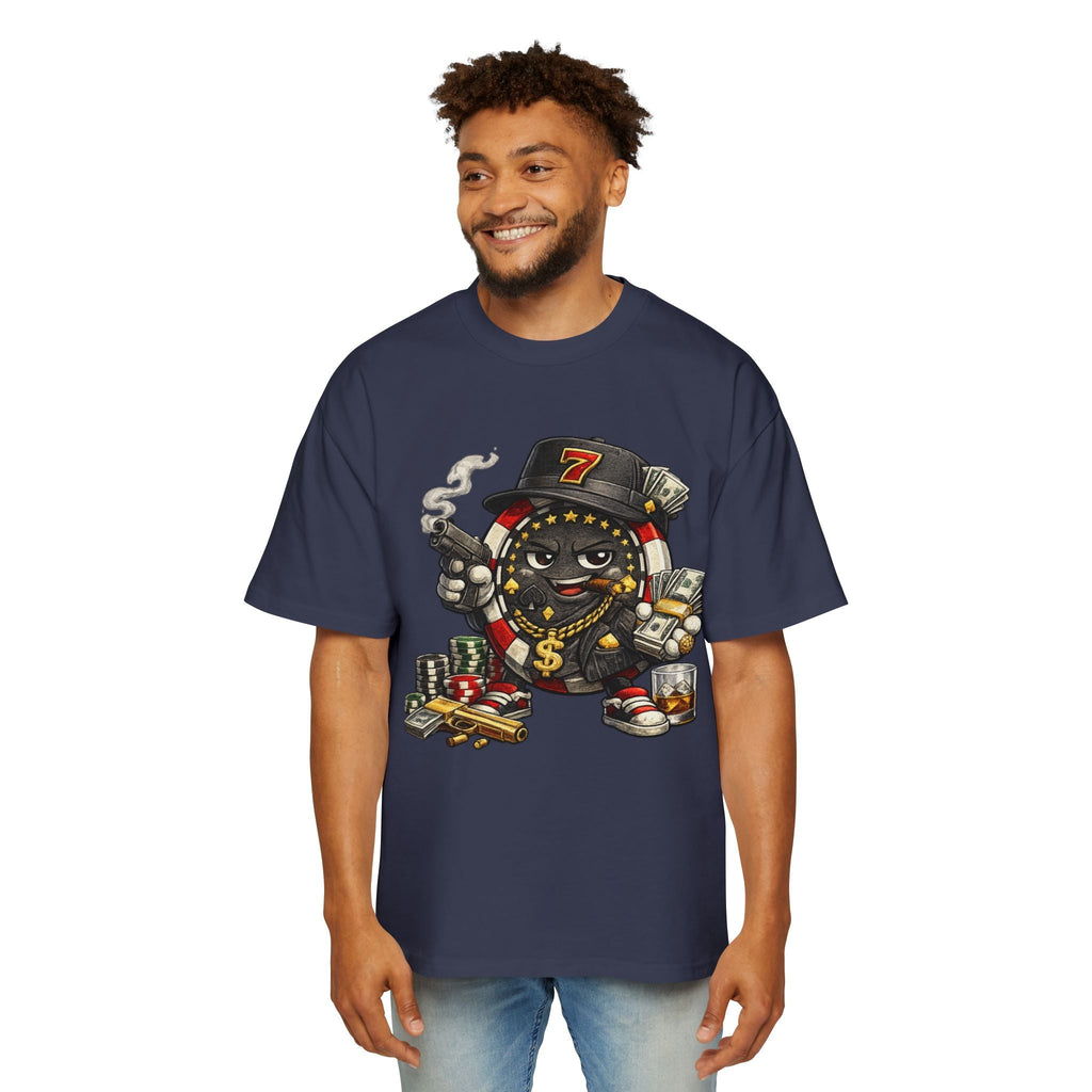 Gangster Poker chip Graphic Tee — Men's Oversized Streetwear Shirt - LUCKY THR3ADS