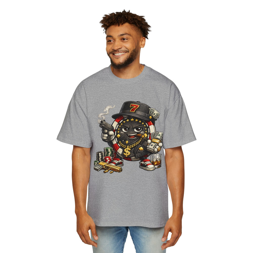Gangster Poker chip Graphic Tee — Men's Oversized Streetwear Shirt - LUCKY THR3ADS