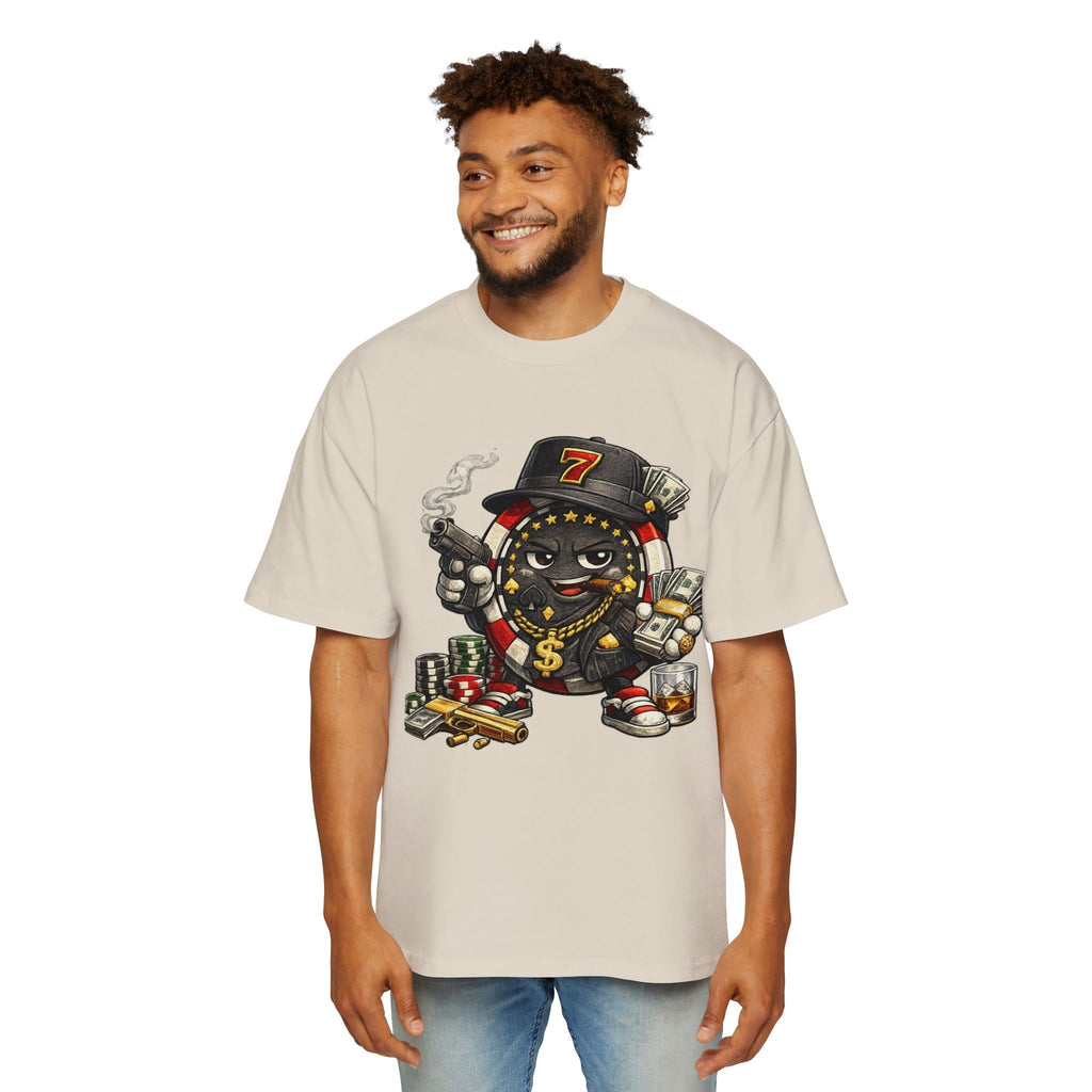 Gangster Poker chip Graphic Tee — Men's Oversized Streetwear Shirt - LUCKY THR3ADS