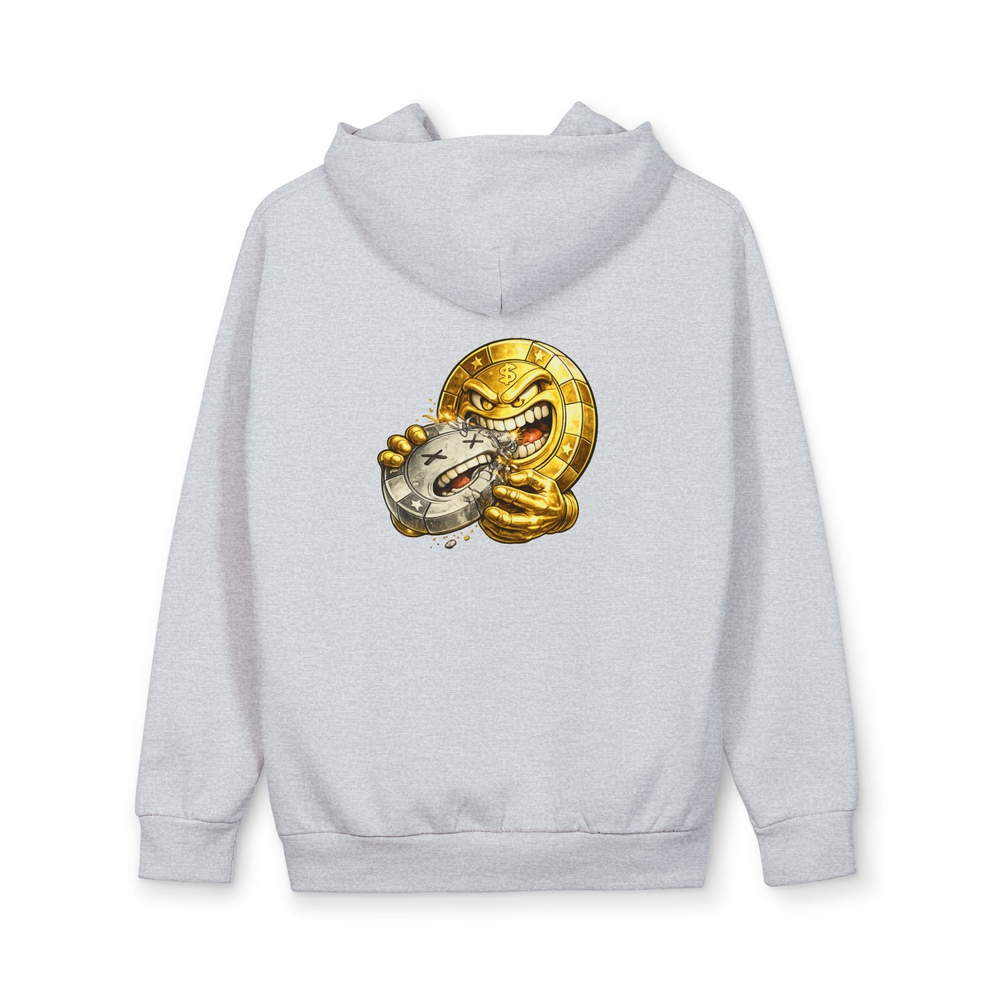 Gold Over Silver “Lucky Thr3ads” Oversized Hoodie — Retro Casino Coin Graphic Pullover - LUCKY THR3ADS