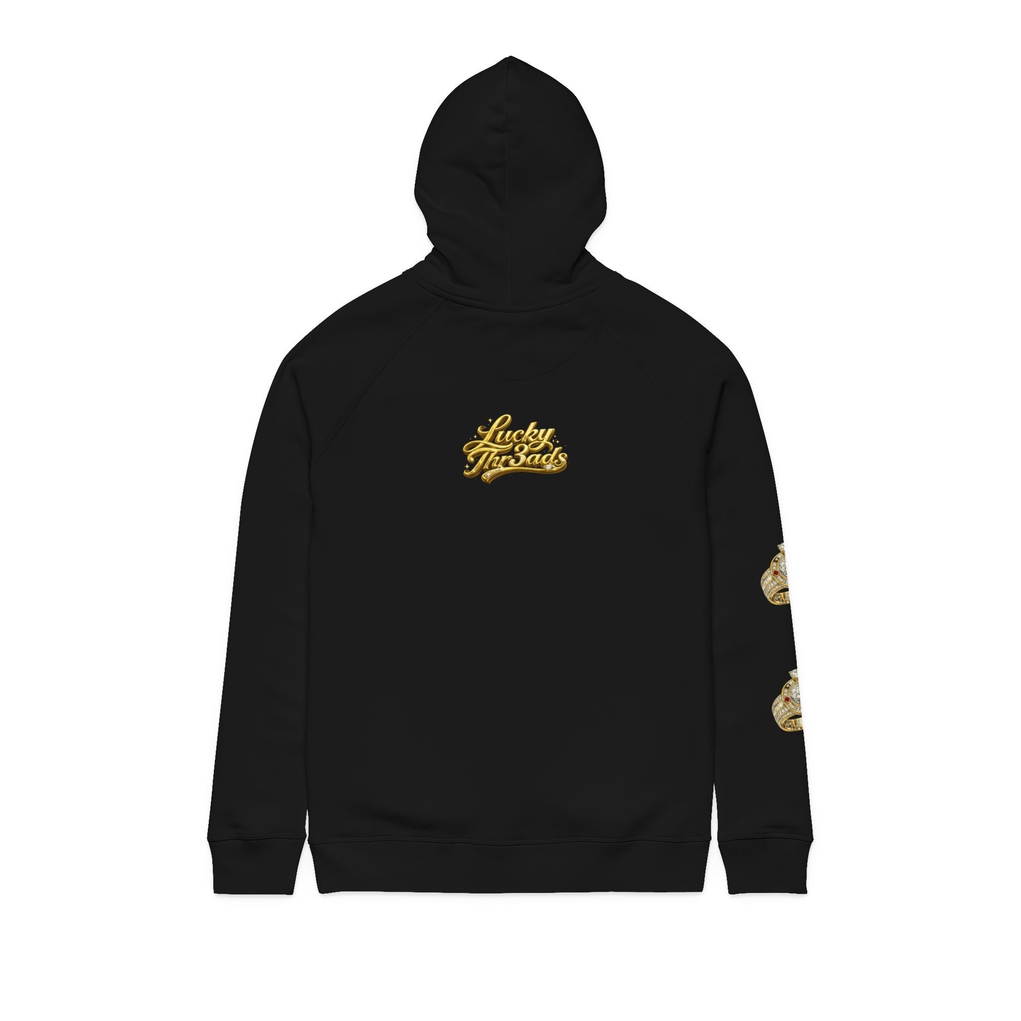 Gold Ring Graphic Hoodie — “Lucky Thr3ads” Jewelry Print - LUCKY THR3ADS