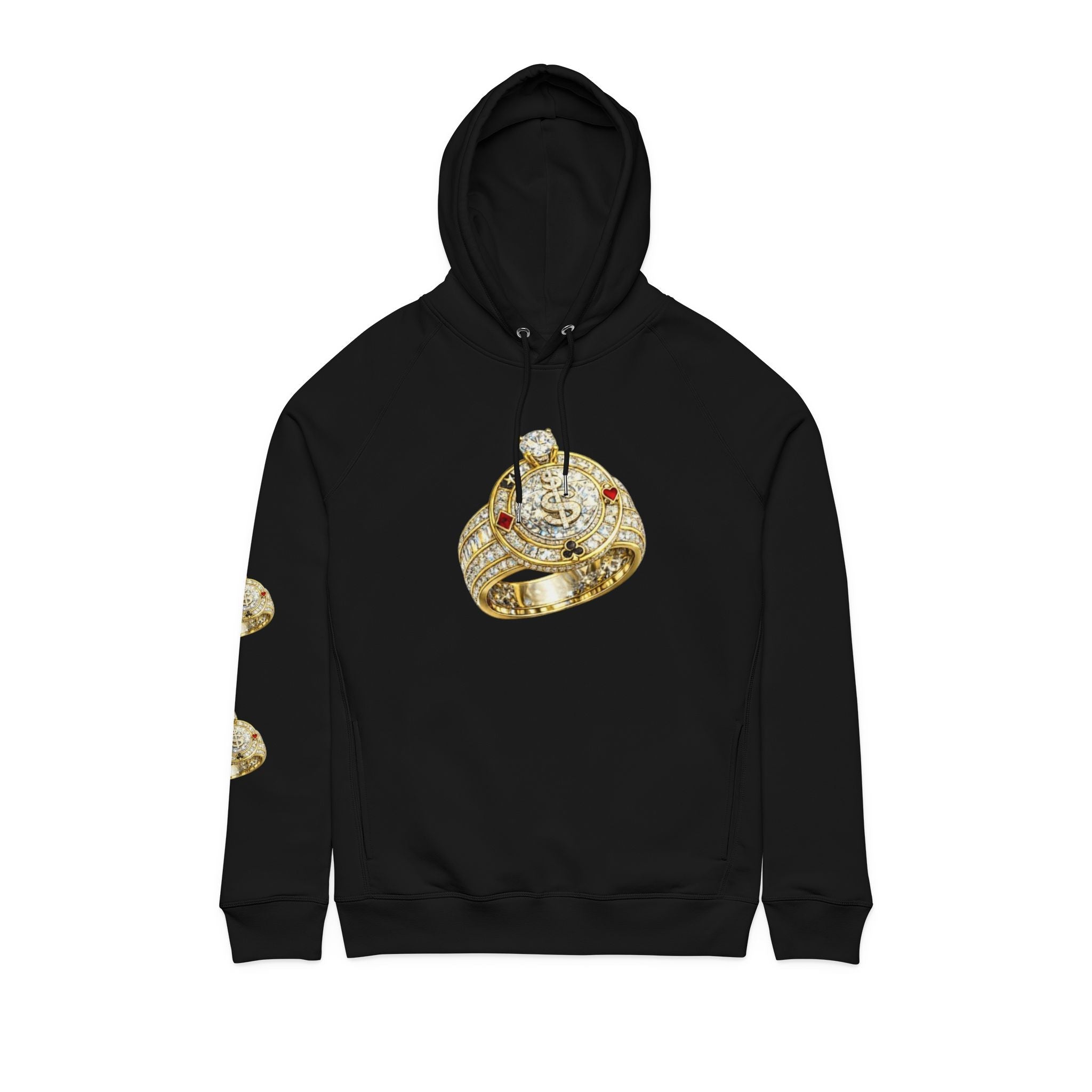 Gold Ring Graphic Hoodie — “Lucky Thr3ads” Jewelry Print - LUCKY THR3ADS