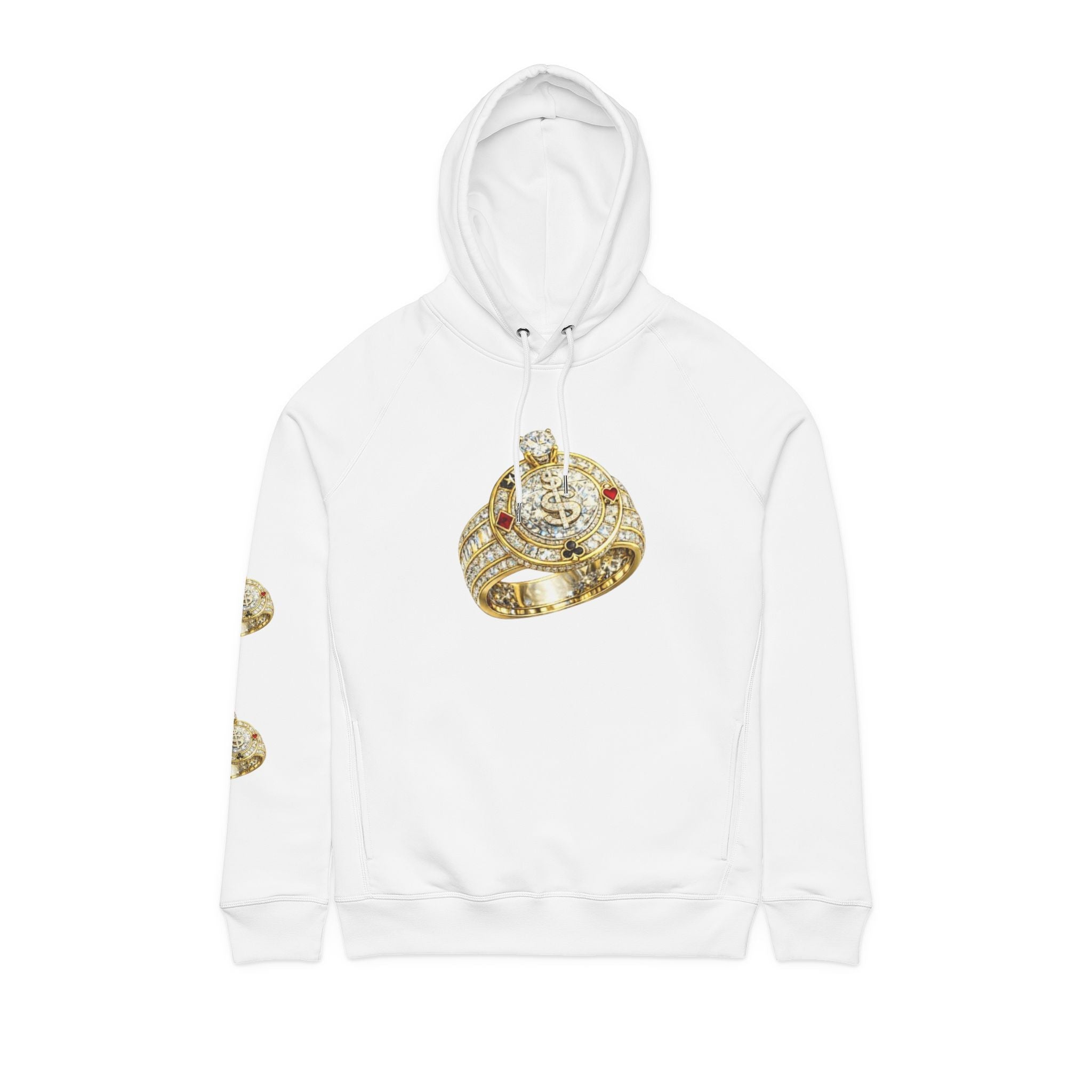 Gold Ring Graphic Hoodie — “Lucky Thr3ads” Jewelry Print - LUCKY THR3ADS