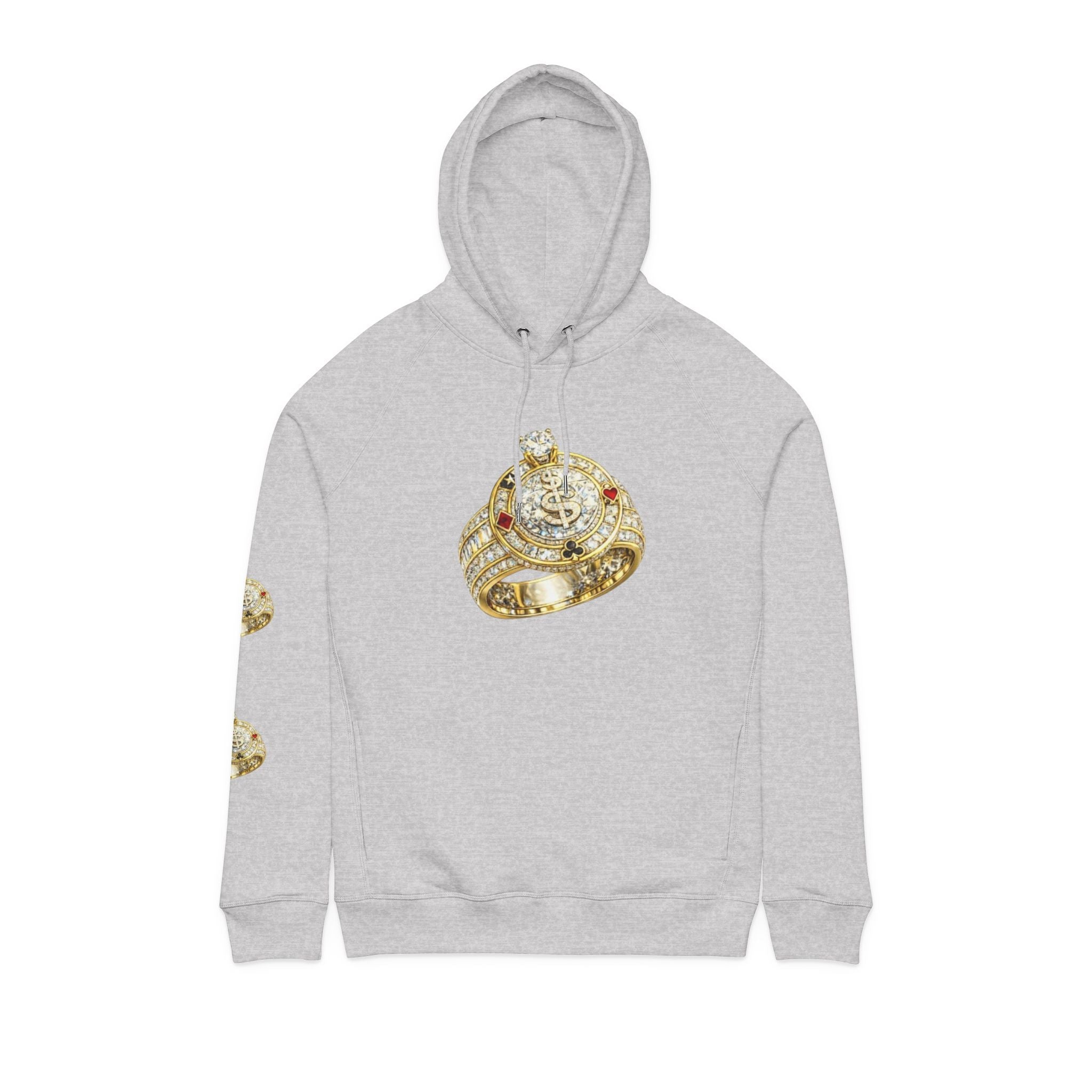 Gold Ring Graphic Hoodie — “Lucky Thr3ads” Jewelry Print - LUCKY THR3ADS