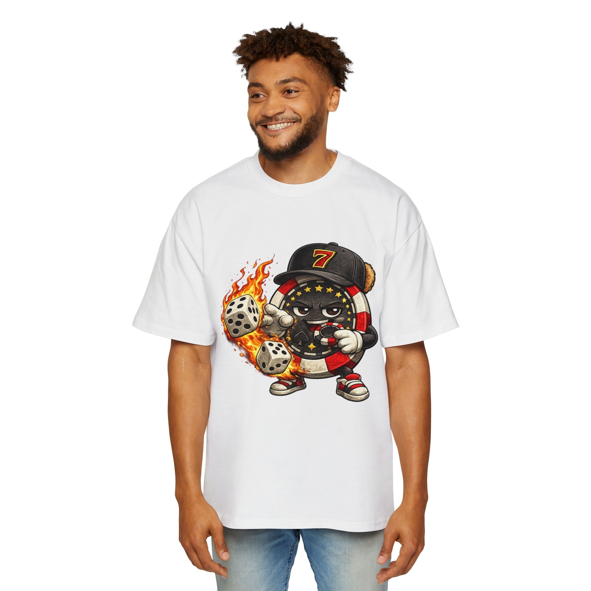 Graphic Tee — Flaming Poker Chip Mascot Character - LUCKY THR3ADS