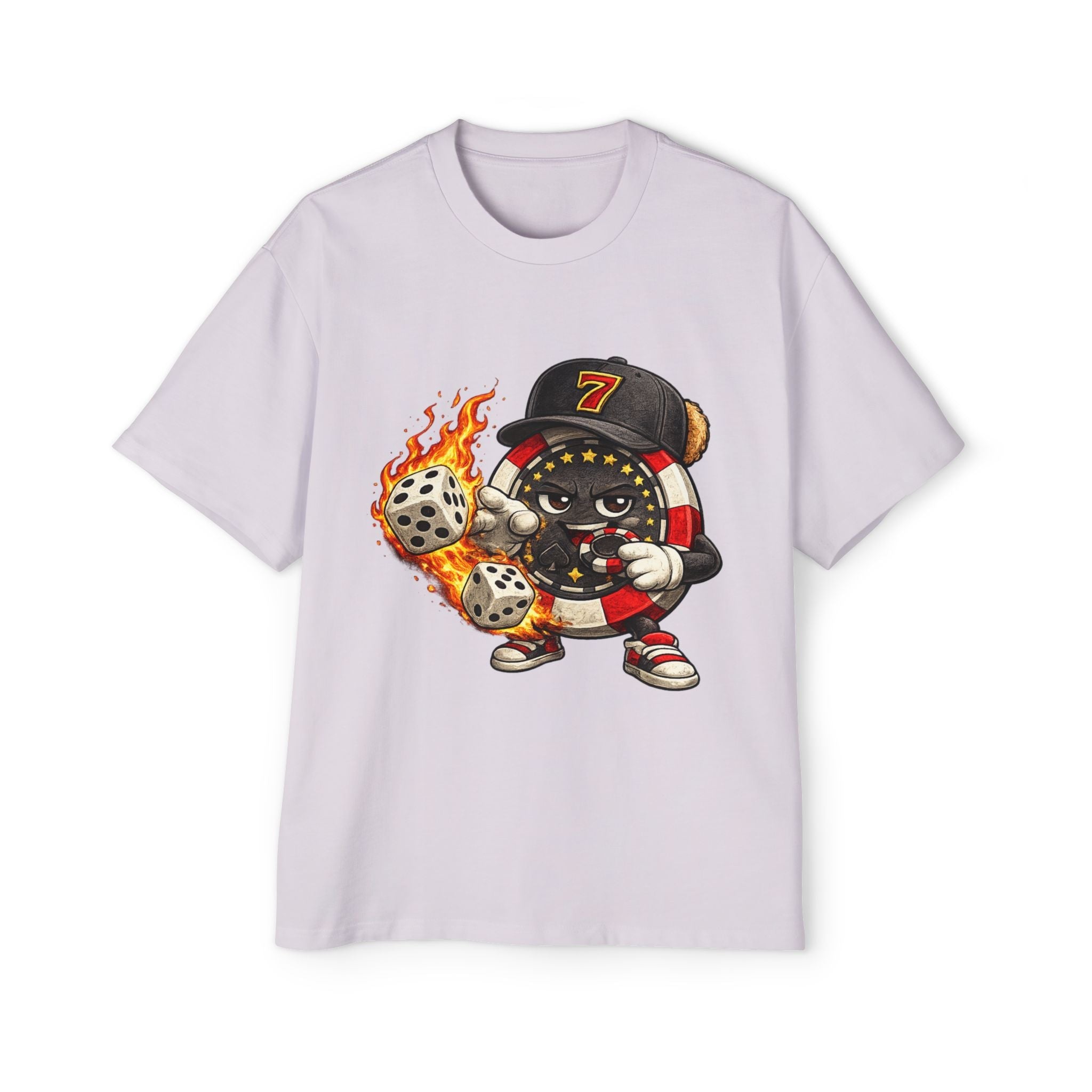 Graphic Tee — Flaming Poker Chip Mascot Character - LUCKY THR3ADS