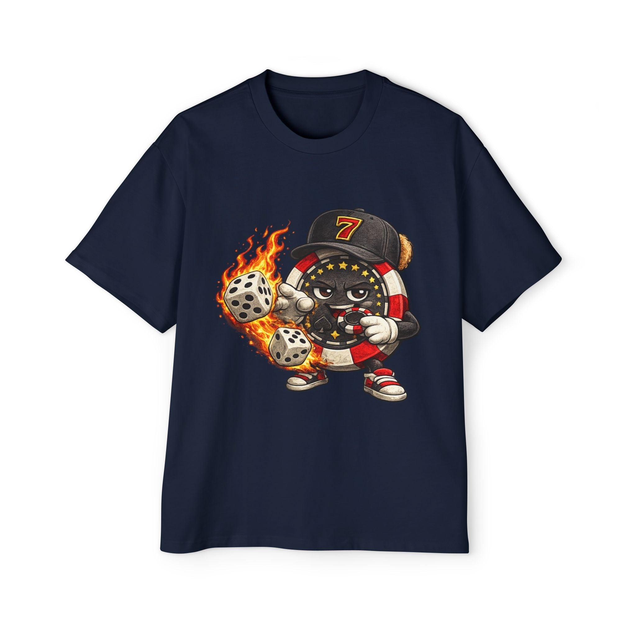 Graphic Tee — Flaming Poker Chip Mascot Character - LUCKY THR3ADS